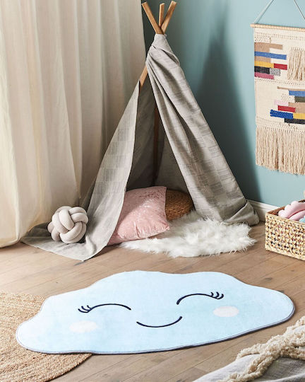 Kinderteppich in Wolkenform 90 x 120 cm Blau Cumulus