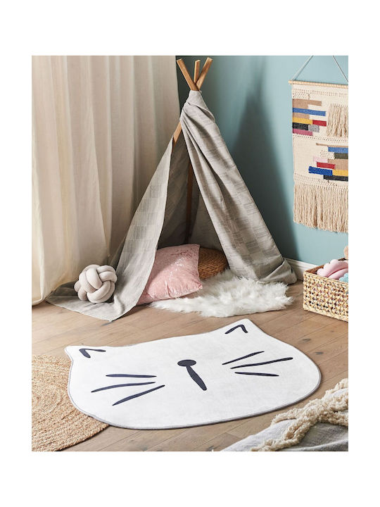Children's Cat Rug Ø 100 Cm White Kitty