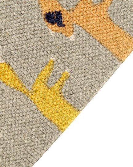 Kinderteppich aus Baumwolle mit Fuchsmotiv 80 x 150 cm Grau Bankgo