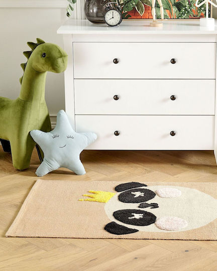 Kinderteppich Baumwolle Panda-Motiv 80 x 150 cm Beige Bunan