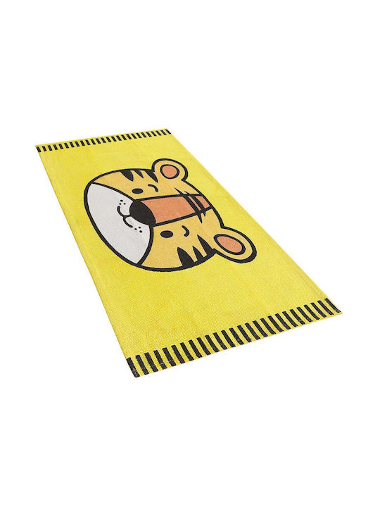 Children's Cotton Rug Tiger Motif 60 X 90 Cm Yellow Ranchi