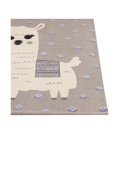 Cotton Children's Rug Llama Motif 80 X 150 Cm Brown Lubuk