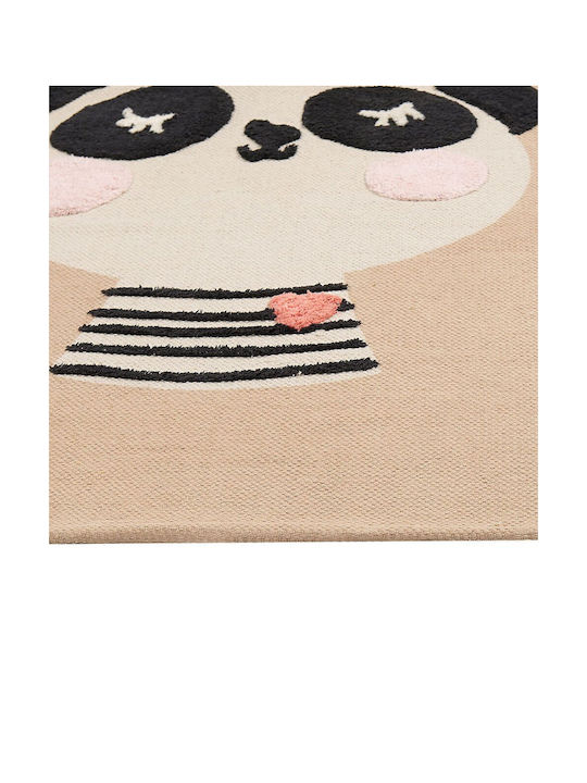 Children's Cotton Rug Panda Motif 80 X 150 Cm Beige Bunan