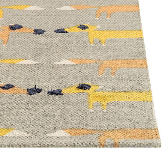 Kinderteppich aus Baumwolle mit Fuchsmotiv 80 x 150 cm Grau Bankgo