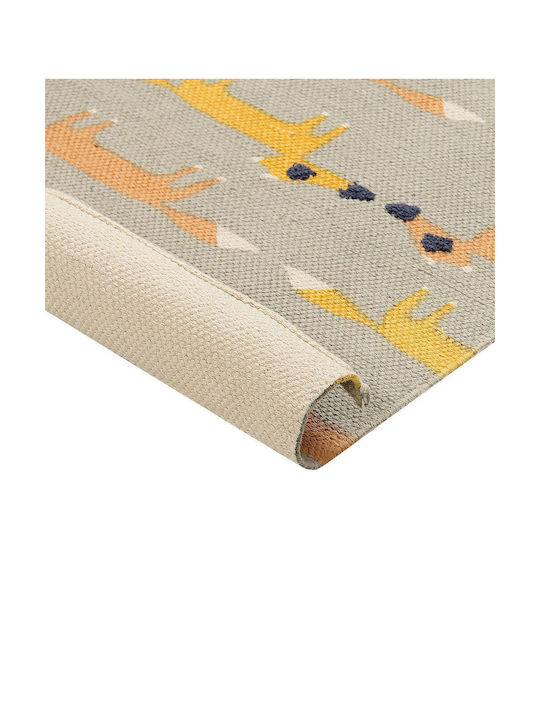 Children's Cotton Rug Fox Motif 80 X 150 Cm Gray Bankgo