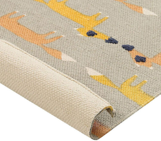 Kinderteppich aus Baumwolle mit Fuchsmotiv 80 x 150 cm Grau Bankgo
