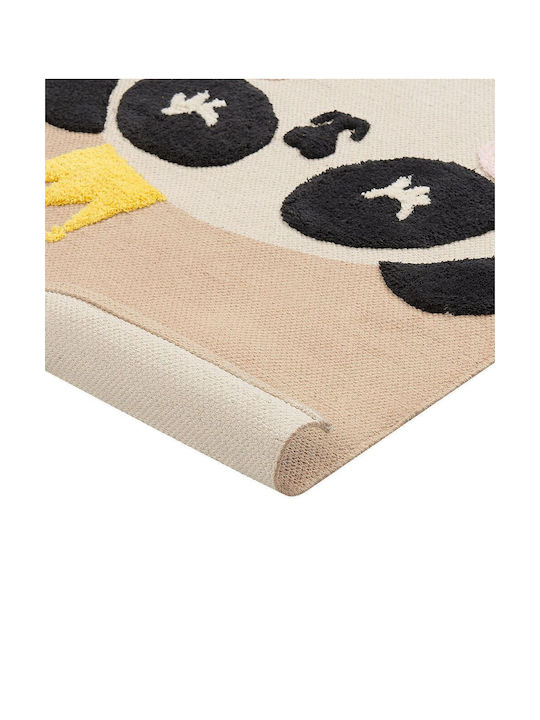 Children's Cotton Rug Panda Motif 80 X 150 Cm Beige Bunan
