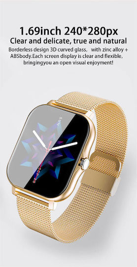 Y13 Stainless Steel Smartwatch with Heart Rate Monitor Gold