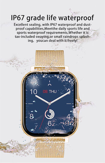 Y13 Stainless Steel Smartwatch with Heart Rate Monitor Gold