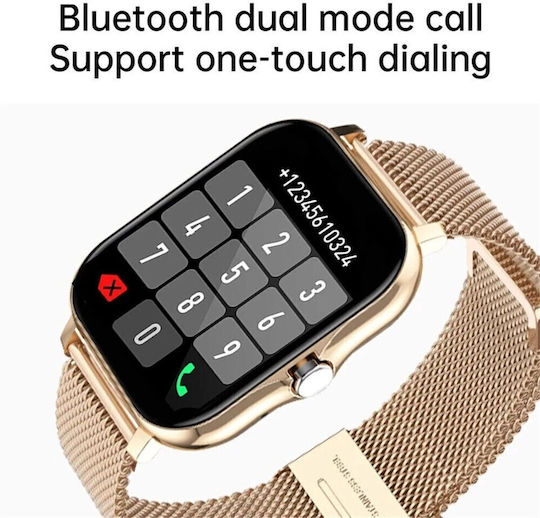 Y13 Stainless Steel Smartwatch with Heart Rate Monitor Gold