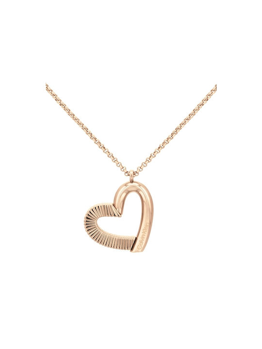 Calvin Klein Necklace with design Heart from Pink Gold Plated Steel