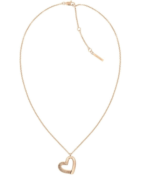 Calvin Klein Heart Halskette mit Design Herz aus Vergoldet Stahl
