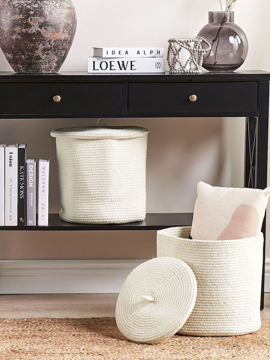 Set 2 Cotton Baskets Lids Broken White Silopi