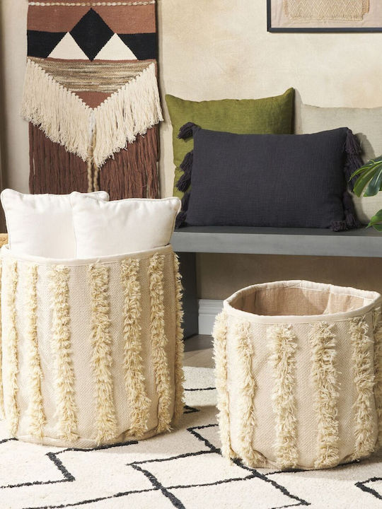 Set 2 Beige Cotton Baskets Kakki
