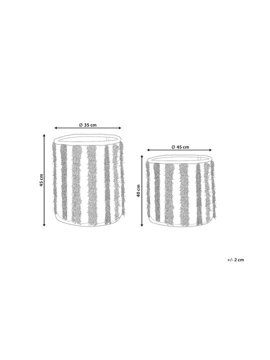 Set 2 Beige Cotton Baskets Kakki