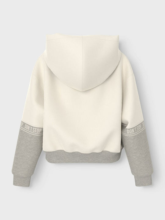 Kids Sweatshirt with Hood and Pockets White Gray