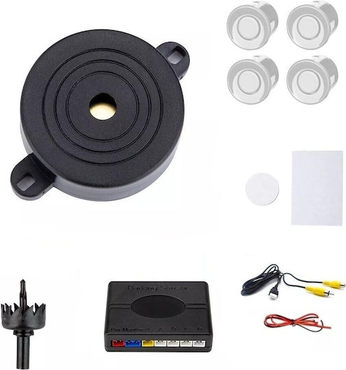 4 Parking Sensors Buzzer Control Unit Set White