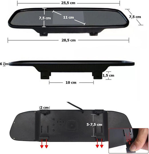 Reversing Camera Parking Sensors Screen In Mirror Set