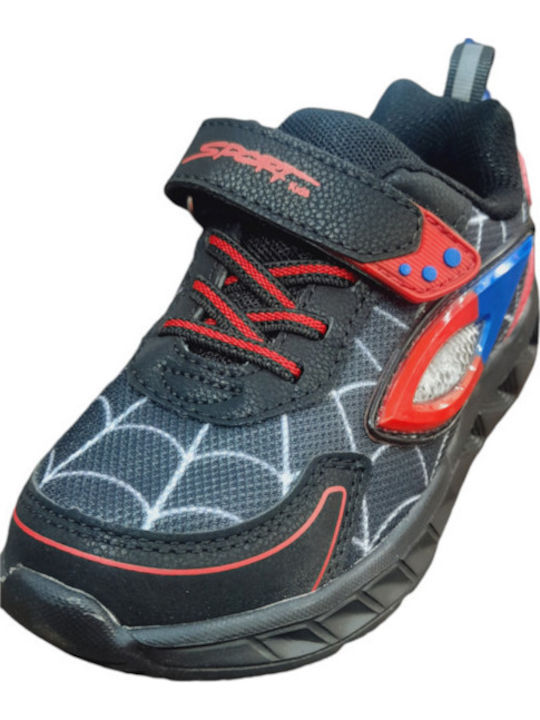 Spider Kids Sneakers with Scratch & Lights Black