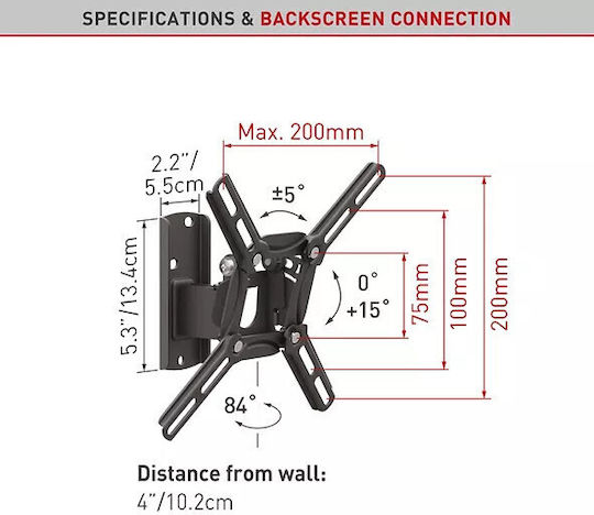 Barkan Wall TV Mount up to 39" and 30kg Black