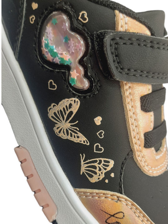Πεταλούδα Παιδικά Sneakers με Σκρατς Μαύρο-Χρυσό