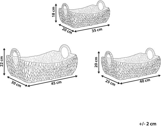 Beliani Set of Decorative Baskets Wicker 3 Pieces