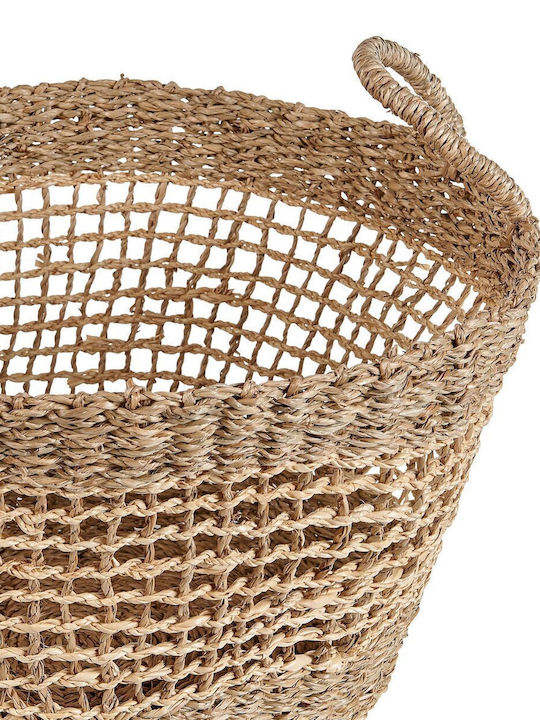 Beliani Set of Decorative Baskets Straw with Handles Beige 2pcs