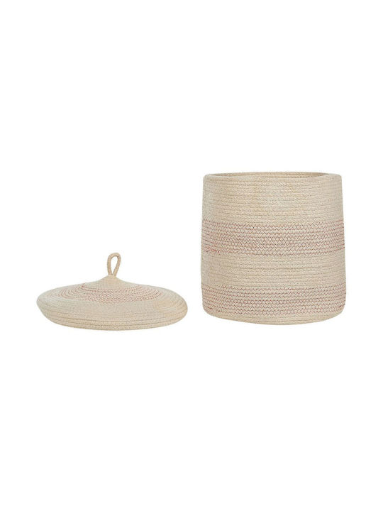 Beliani Set de coșuri decorative Din material textil cu capac Beige 2buc