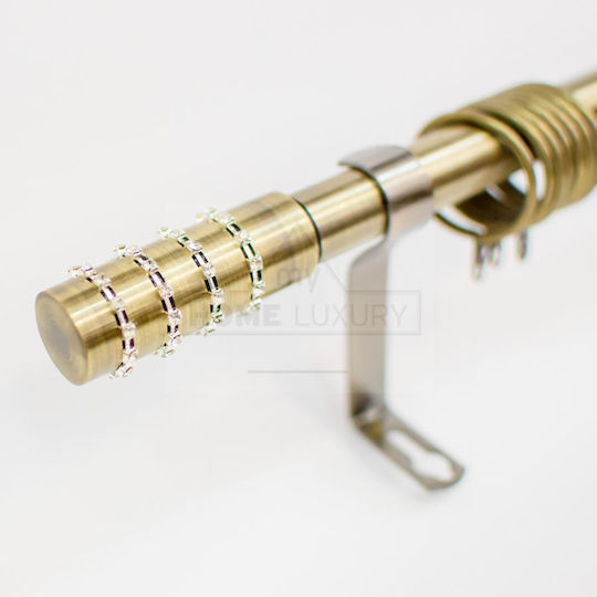 My Home Luxury Pliabil Metalic Galerie pentru perdele Dublu cu bară Φ19mm 160-310buc Strass Gold