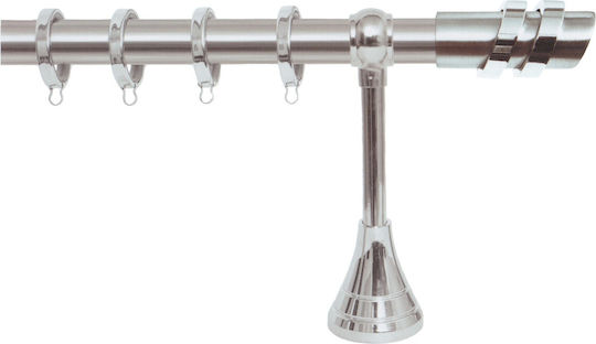 Import Hellas Extendable Metallic Curtain Pole No4 Single Φ25mm 140-250cm Nickel Matte
