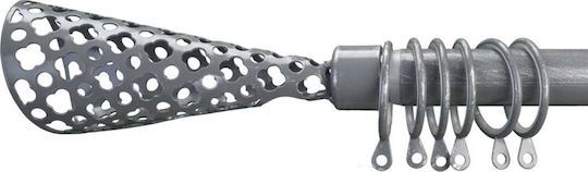 Kipper Ausziehbar Metallisch Vorhangstange Cone Einfach Φ25mm 120-210cm Grey Silver
