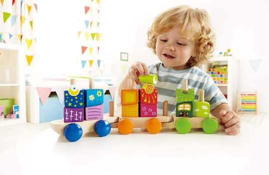 Hape Cuburi De Construit Fantasia Train Din Lemn Pentru 1.5+ Ani 17 Bucăți