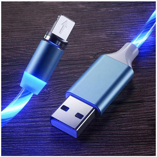 Magnetic USB to Lightning / Type-C / micro USB Cable Μπλε 1m (AT0000240)