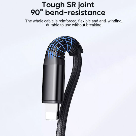 Joyroom S-1230G4 Braided USB to Lightning / Type-C / micro USB Cable Μαύρο 1.2m
