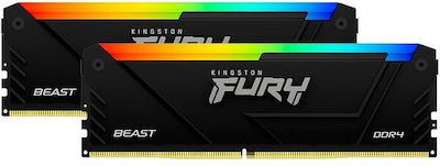 Kingston FURY Beast RGB 32GB DDR4 RAM mit 2 Modulen (2x16GB) und Geschwindigkeit 2666 für Schreibtisch