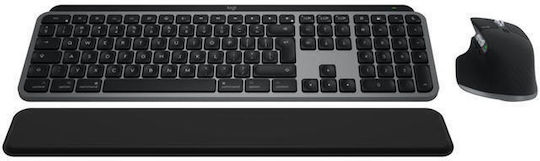 Logitech MX Keys S Ασύρματο Bluetooth Σετ Πληκτρολόγιο & Ποντίκι Αγγλικό US Συμβατό με Mac Γκρι