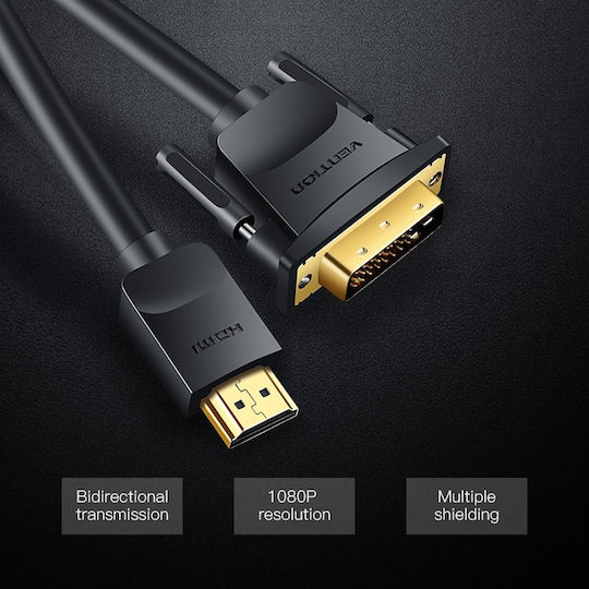 Vention DVI-D Male To HDMI Male Cable 5m Black ABFBJ