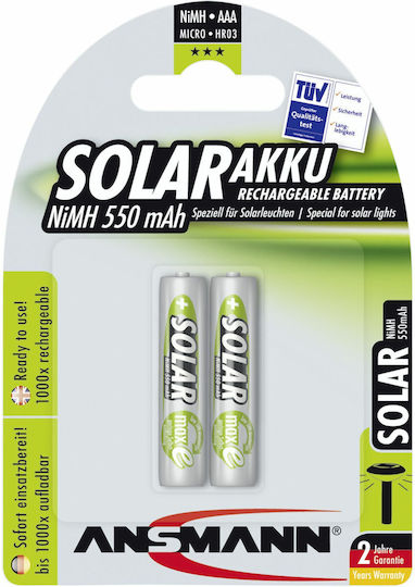 Ansmann Solar Επαναφορτιζόμενες Μπαταρίες AAA Ni-MH 550mAh 1.2V 2τμχ