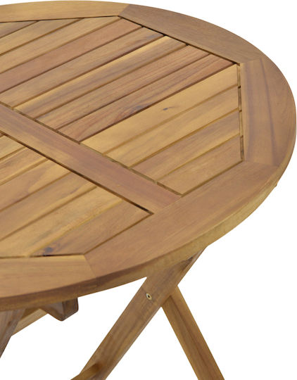 Table for Small Outdoor Spaces Made of Acacia Foldable Capruva Natural Wood 70x70x74cm