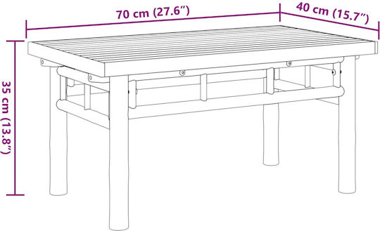 Tisch für kleine Außenbereiche aus Bambus Stabil 70x40x35cm