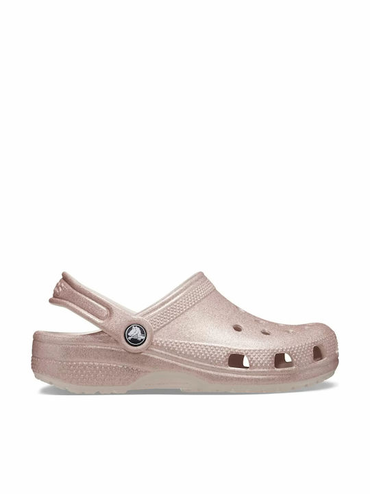 Crocs Classic Glitter Γυναικεία Σαμπό Ροζ