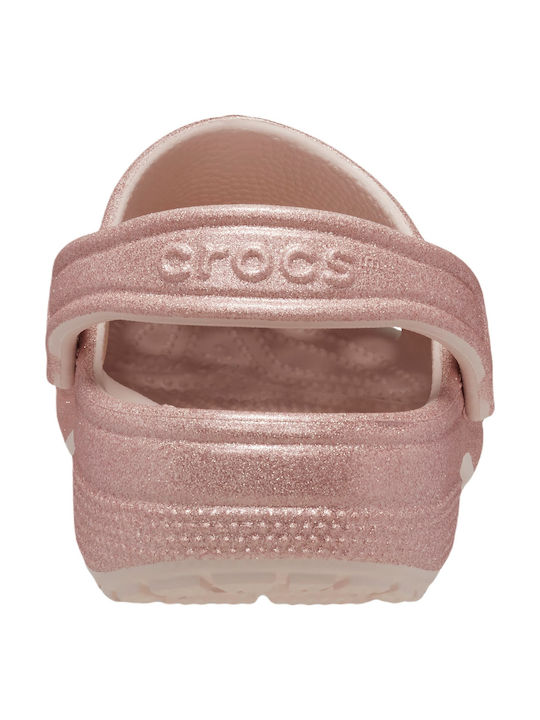 Crocs Classic Glitter Γυναικεία Σαμπό Ροζ