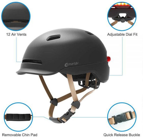 Smart4u SH50 Каска за Електрически скутери / Ховърборди Среден/54-58см Xiaomi в Черен Цвят