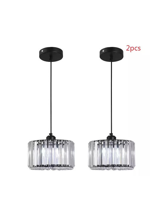 Pendant Light LED with Crystals with Warm White Light Black