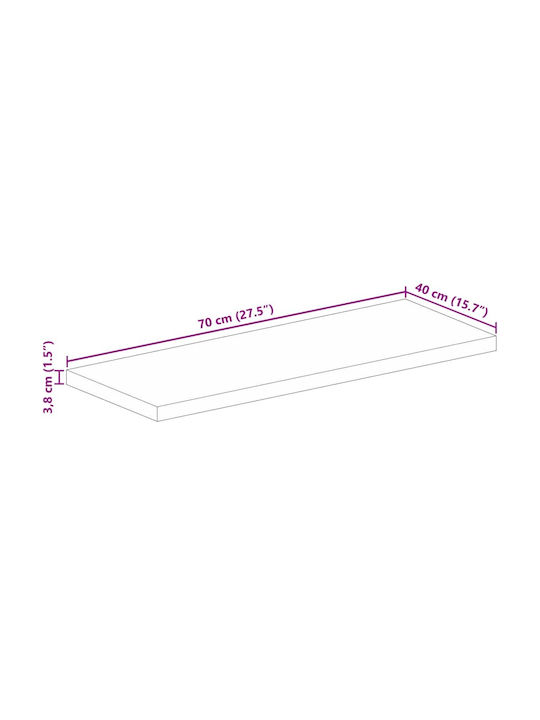 vidaXL Rectangular Table Surface made of Solid Wood Mango 70x40x3.8cm 371642 1pcs