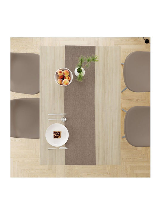 Dimcol Panama Cotton & Polyester Stain Resistant Tablecloth Runner Mocha 40x180cm