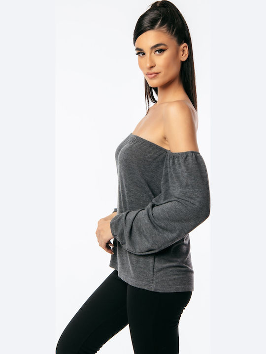 Women's Blouse Strapless Gray