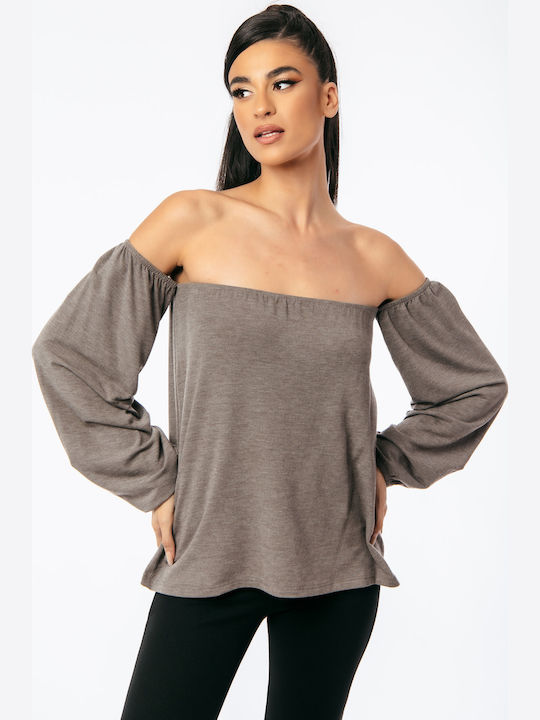 Women's Blouse Strapless Gray