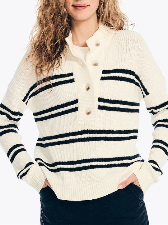 Damen Langarm Pullover Baumwolle Cream