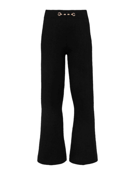 Women's Fabric Flared Trousers Black